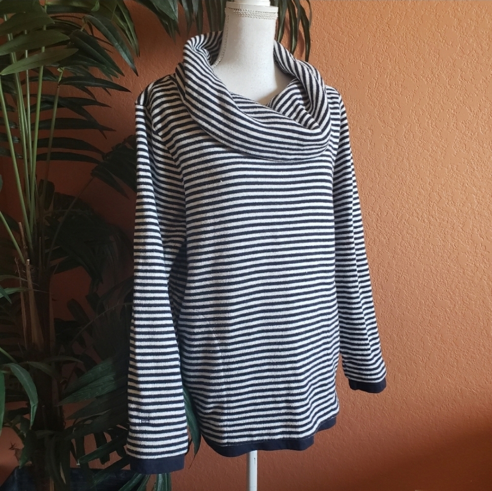 Tommy Hilfiger ATH LUXE Striped Sweatshirt Navy XL Nautical Sweater